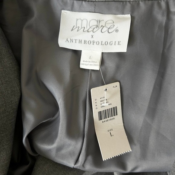 NEW Anthropologie x Mare Mare Cinch Sleeve Open Front Boyfriend Blazer Sz Large - Picture 4 of 5
